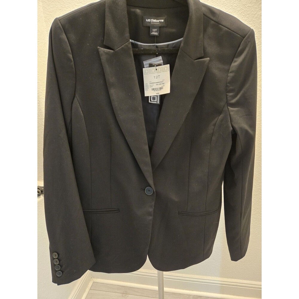 Liz Claiborne 12T Black Career Essentials Button NWT Blazer Jacket Women Tall